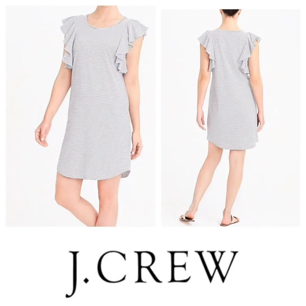 J. Crew Striped Ruffle Dress